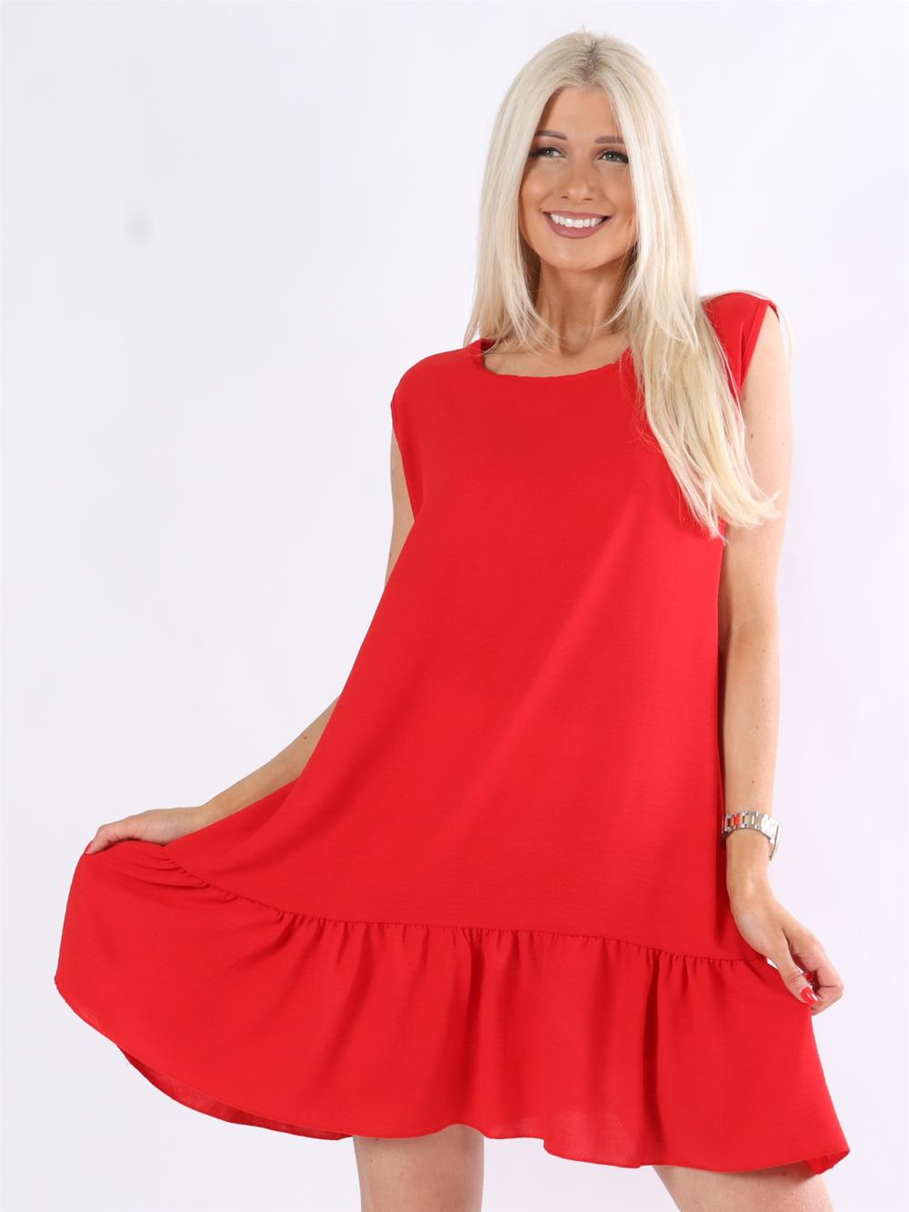 Manola - Kjole i løs pasform med flæsekant forneden